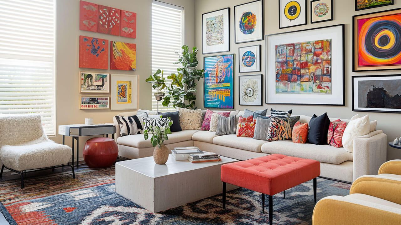 Beautifully decorated living room wall
