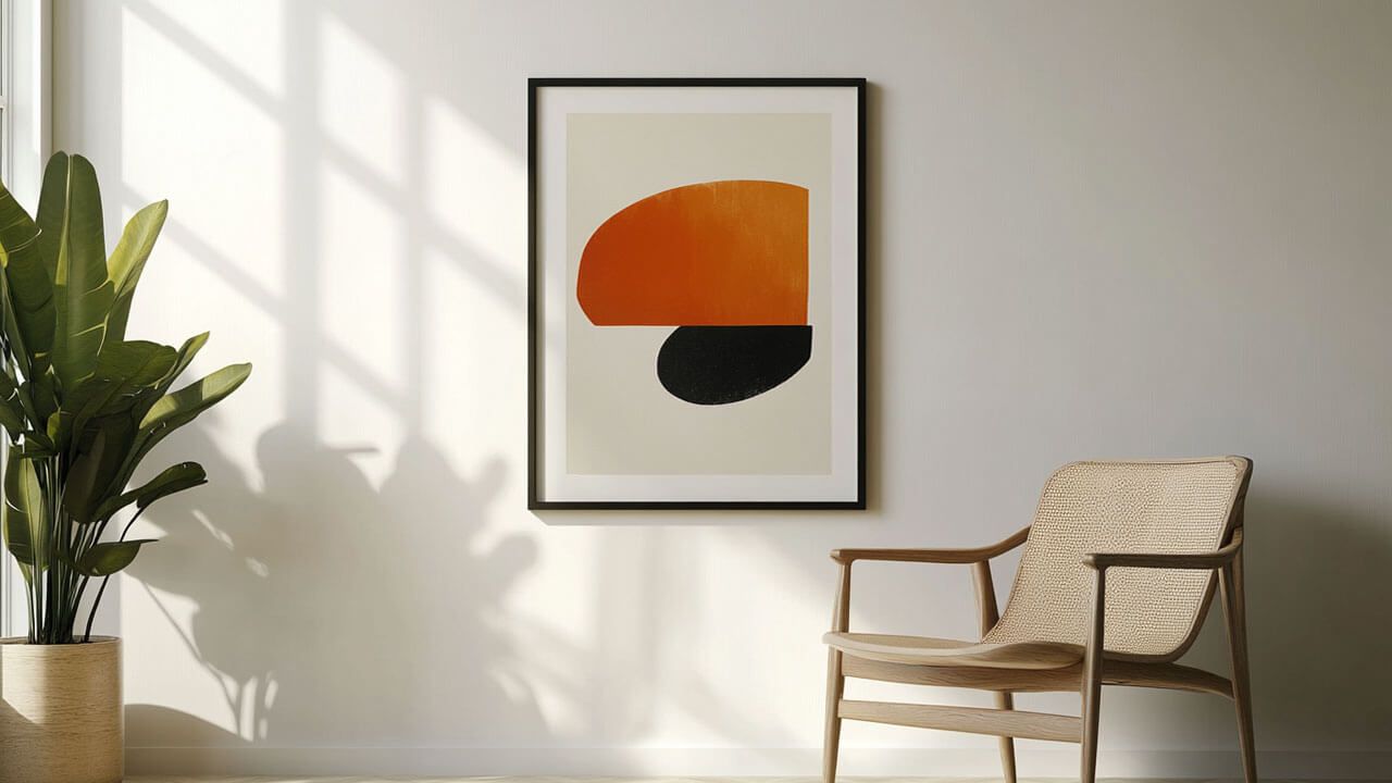 framed poster displayed in room