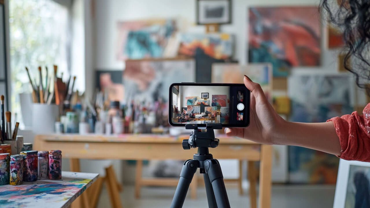 Artist creating a TikTok video