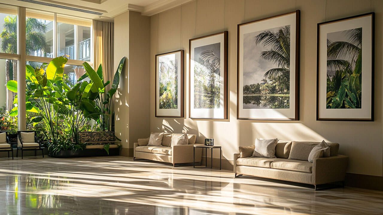 Large wall with art prints