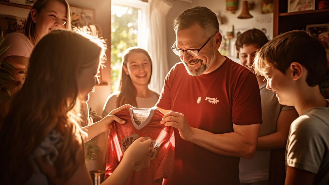 Dad holding photo memory shirt