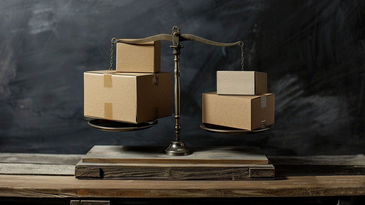 Scales with shipping boxes