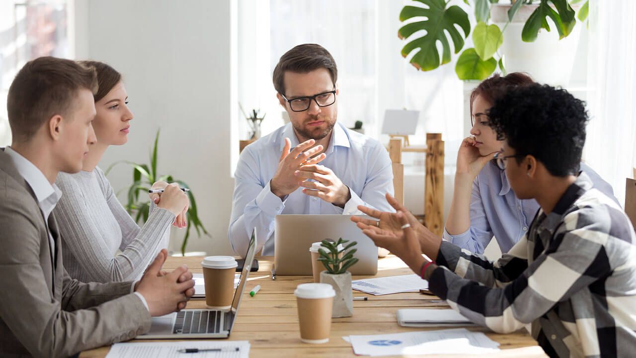 Team discussion over documents