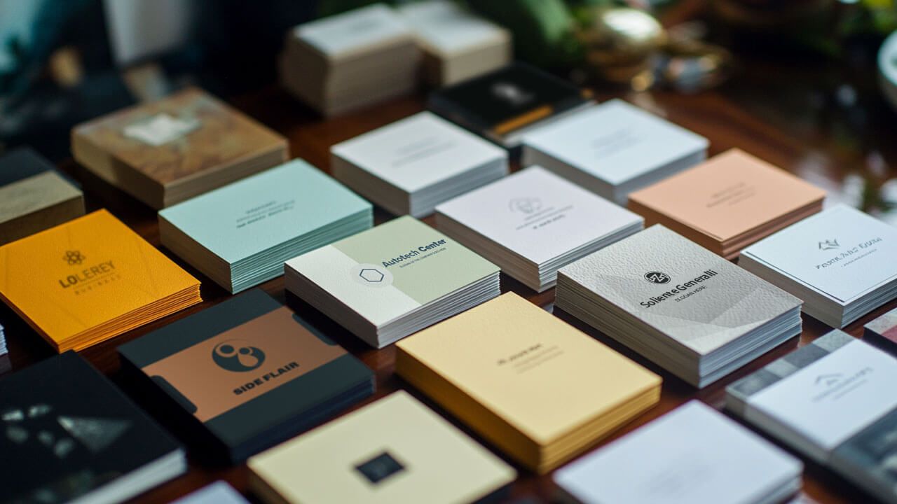 Creative business cards on desk
