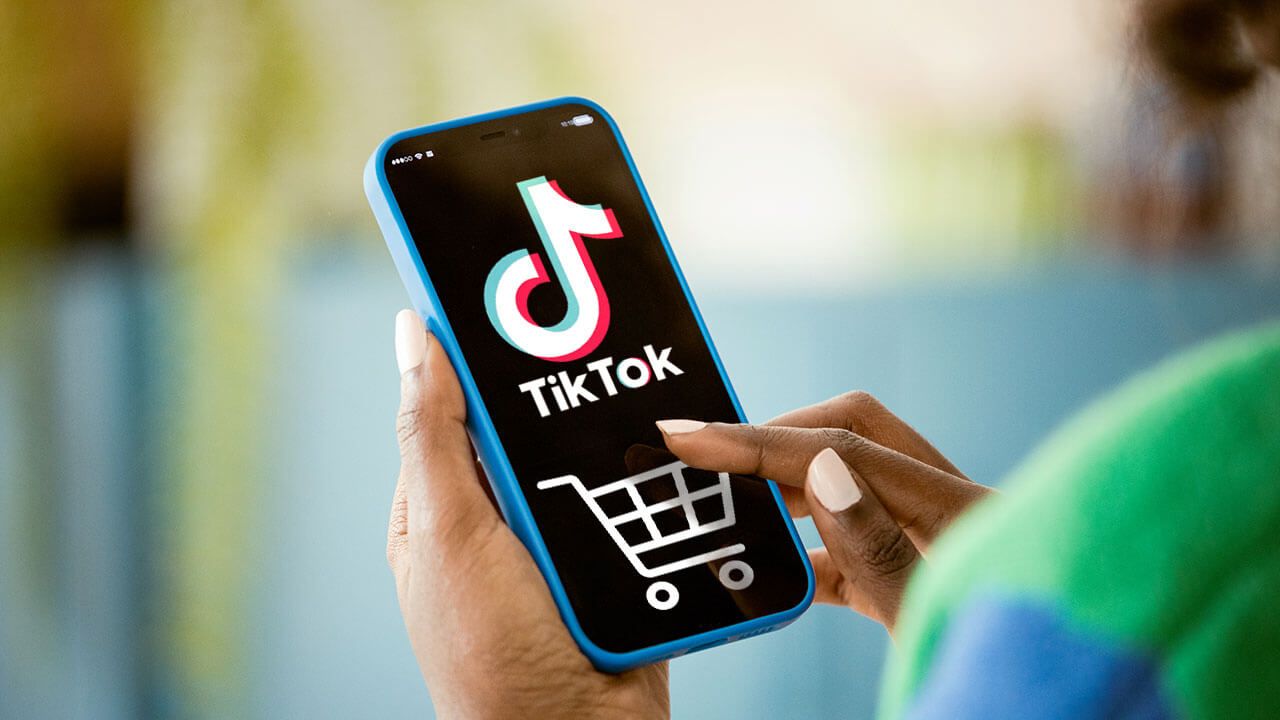 TikTok app with shopping cart