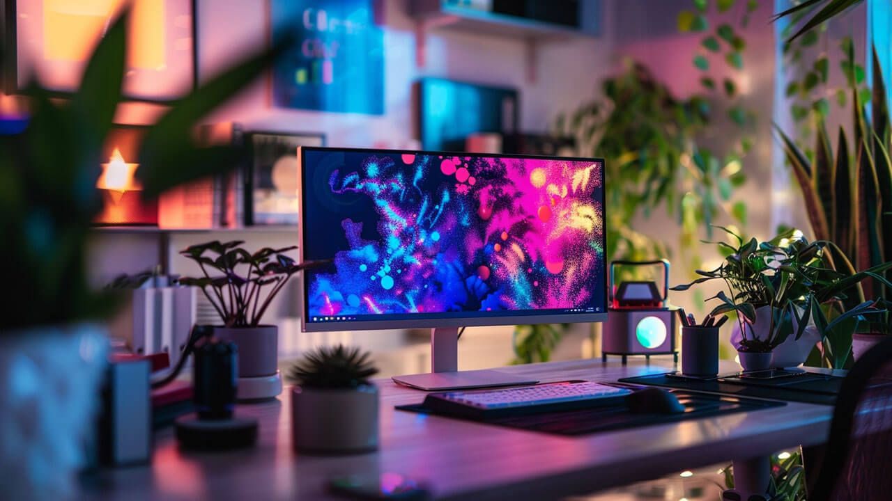 Modern AI technology workspace