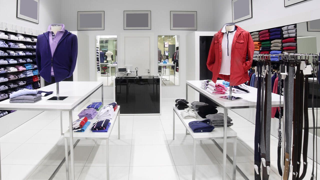 clothing and accessories display