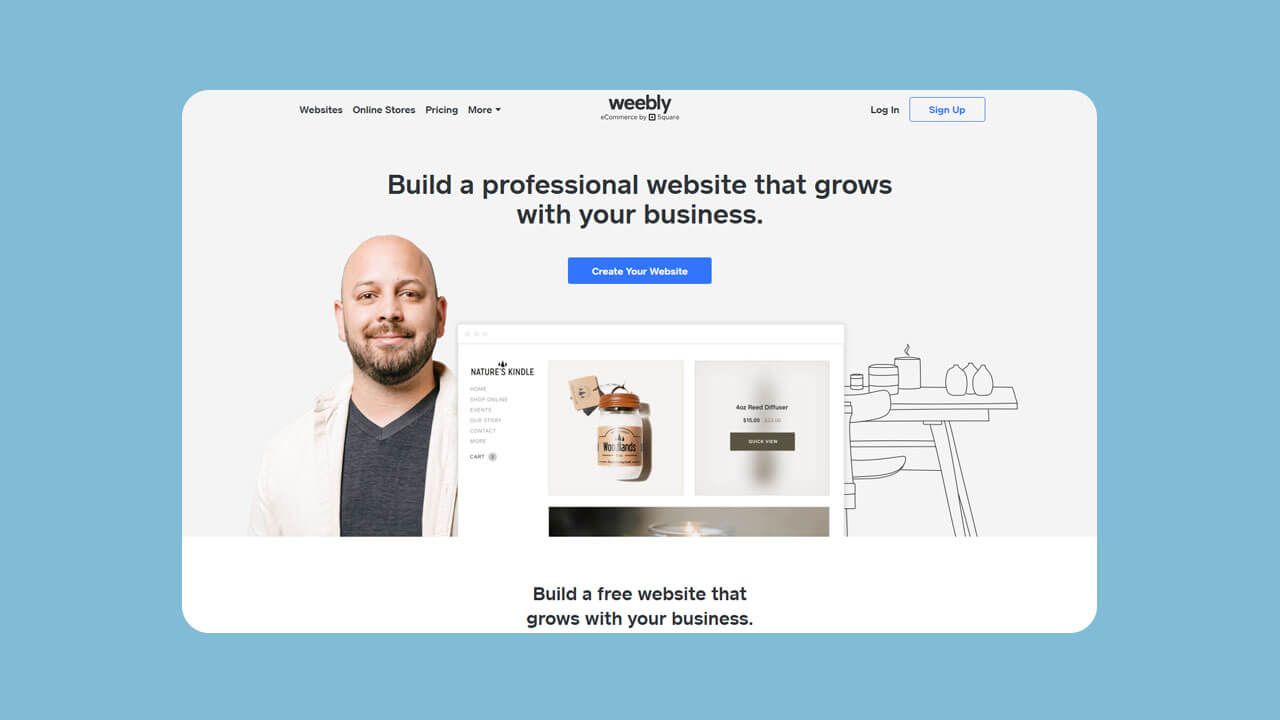 Screenshot of the Weebly website