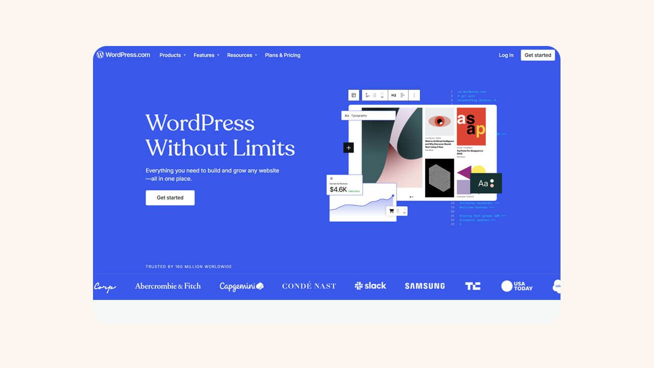 Screenshot of the WordPress website