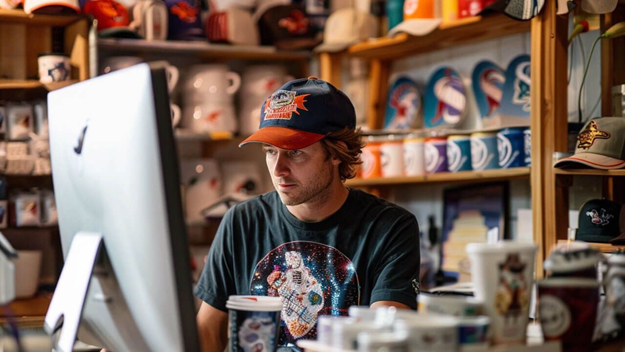 Business owner with custom crafts