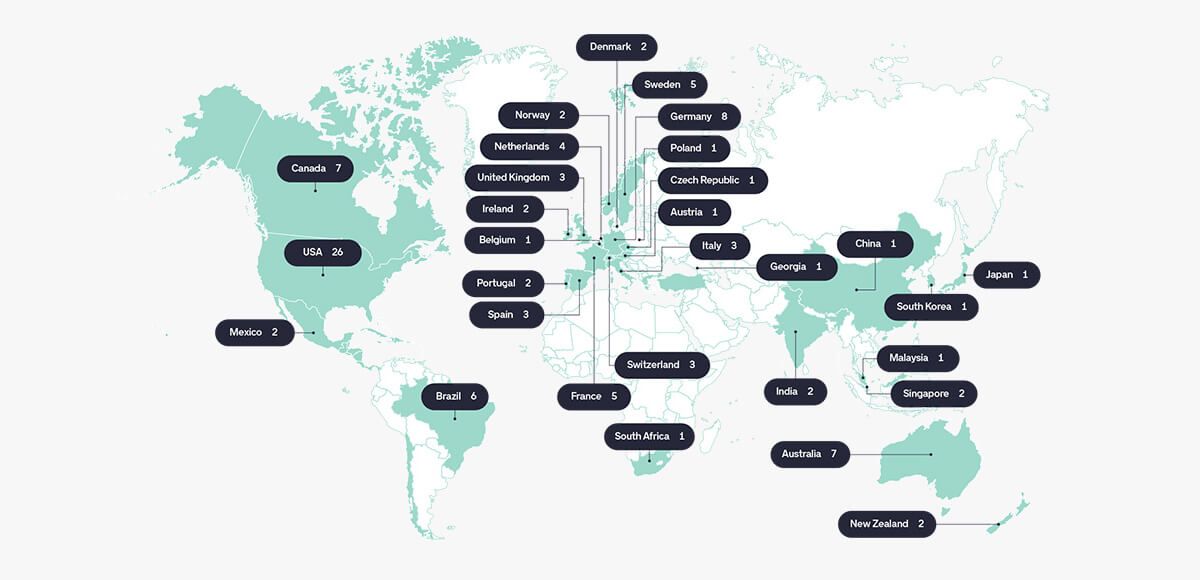 map showing which countries gelato has production partners in
