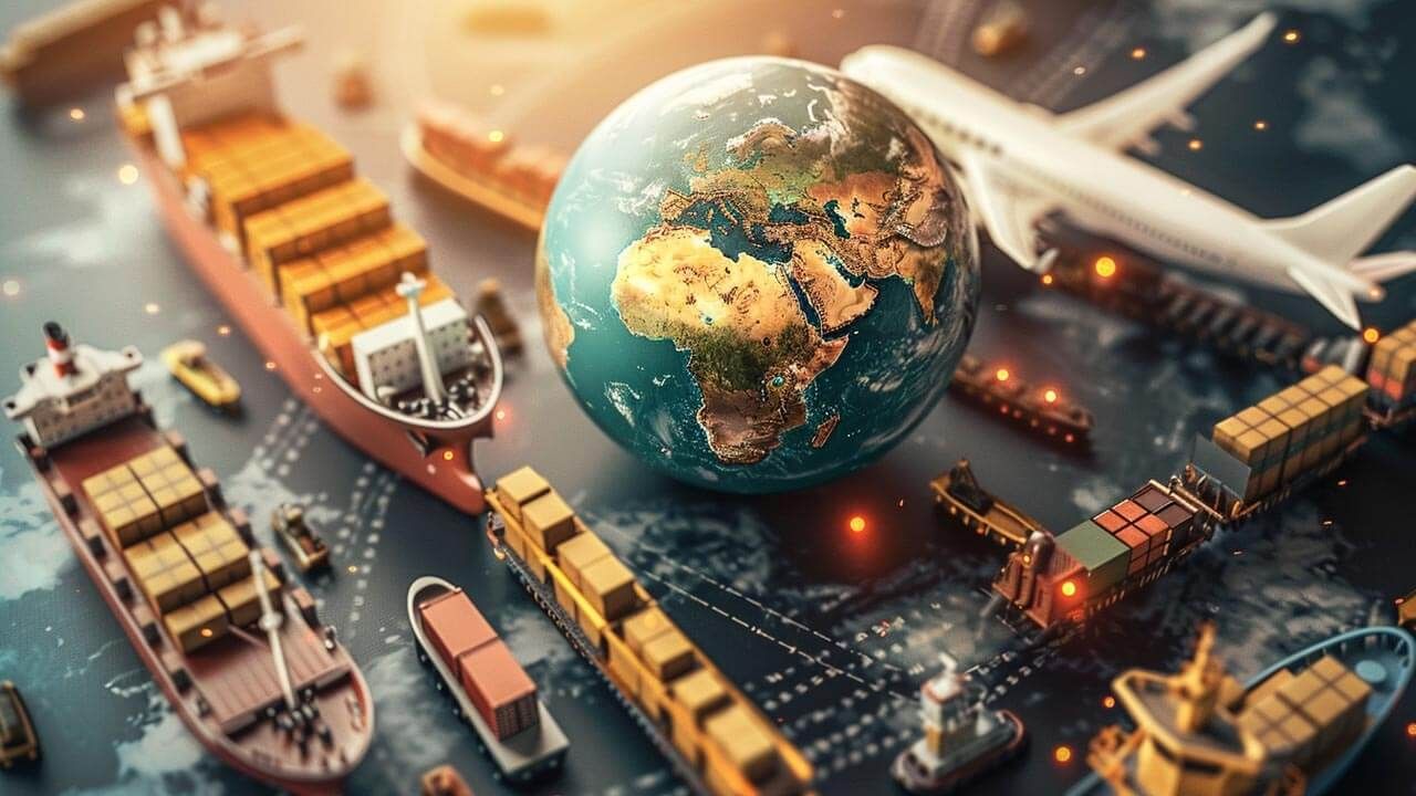 Global shipping network concept