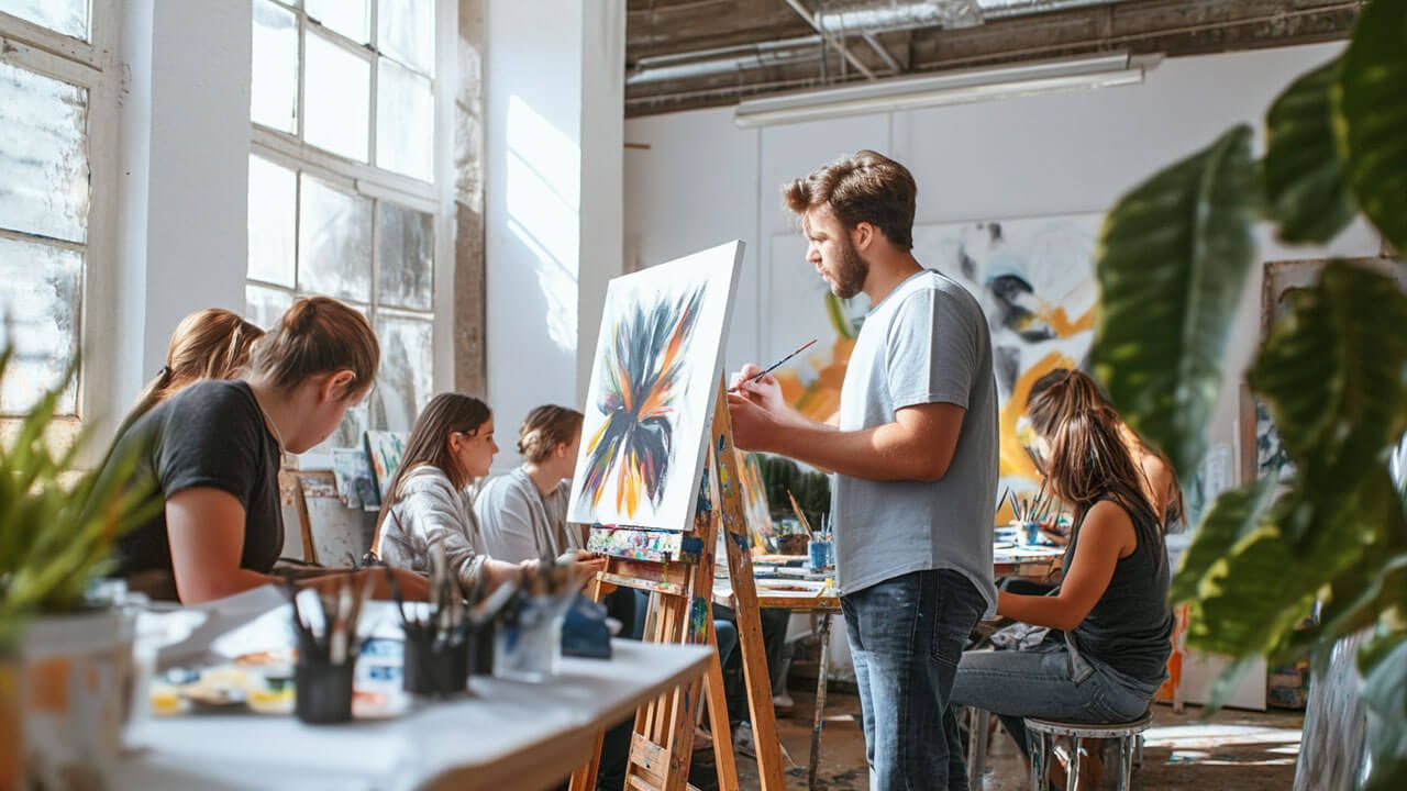artist teaching an art class