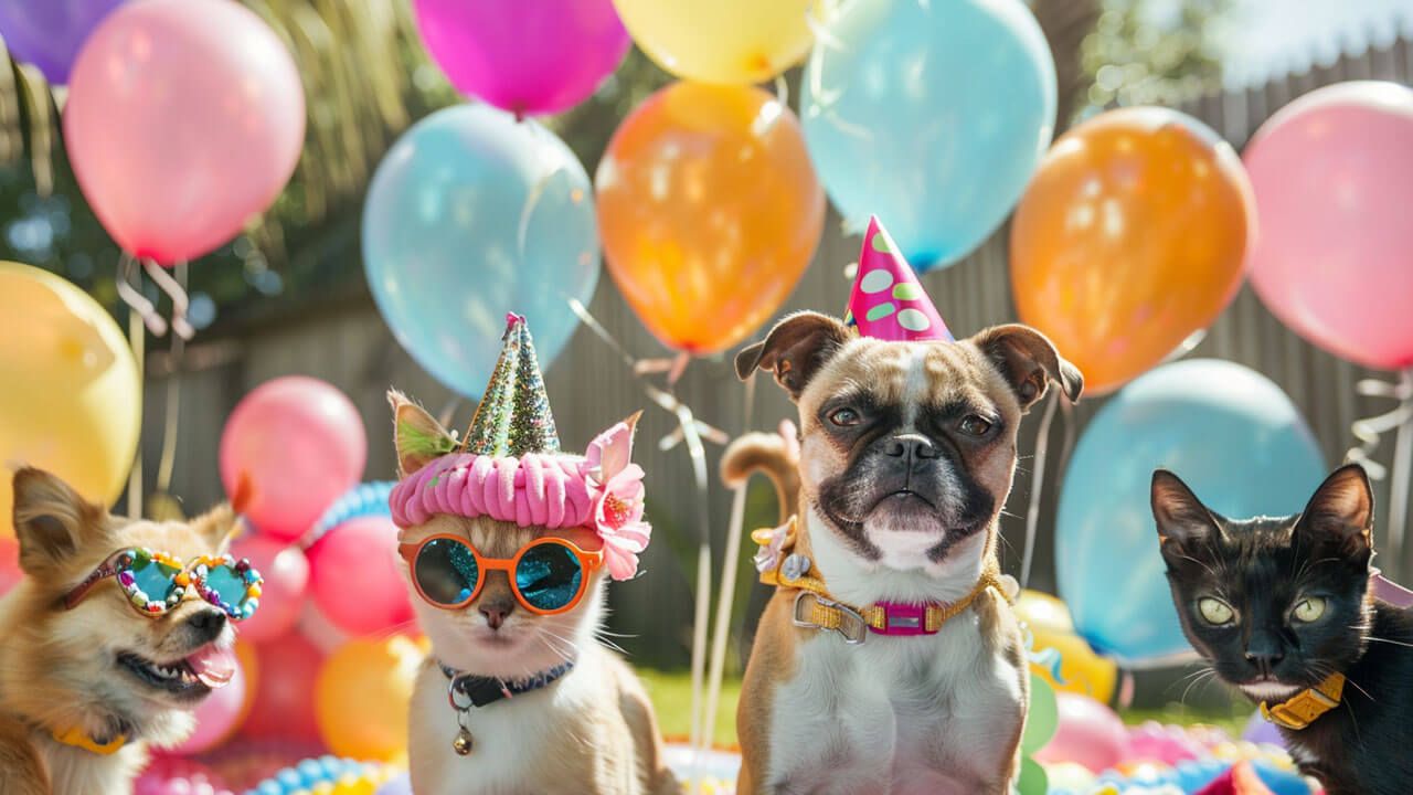Pets enjoying a photo party