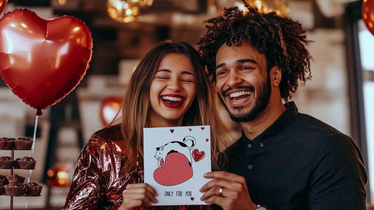 Laughing couple on Valentine’s Day