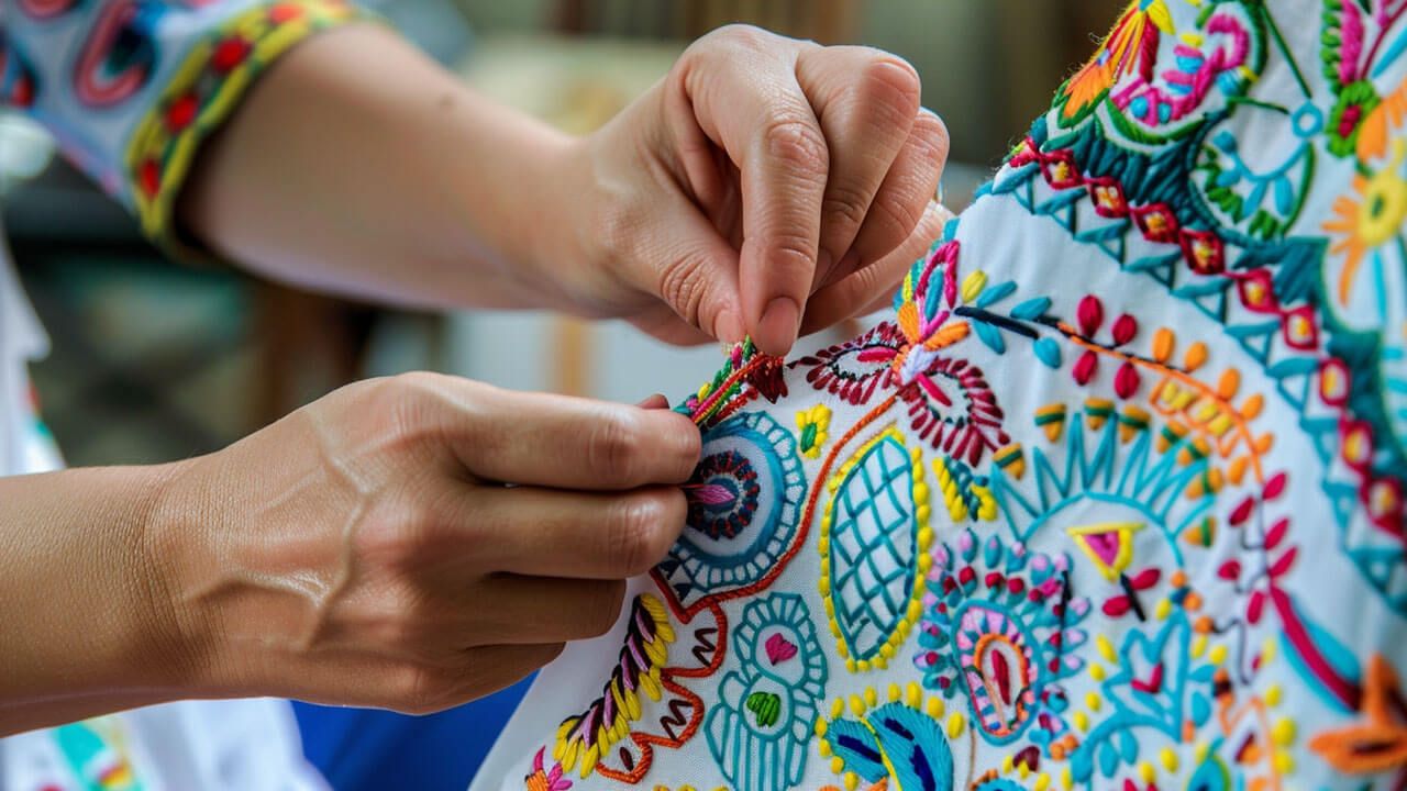 Embroidering a t-shirt