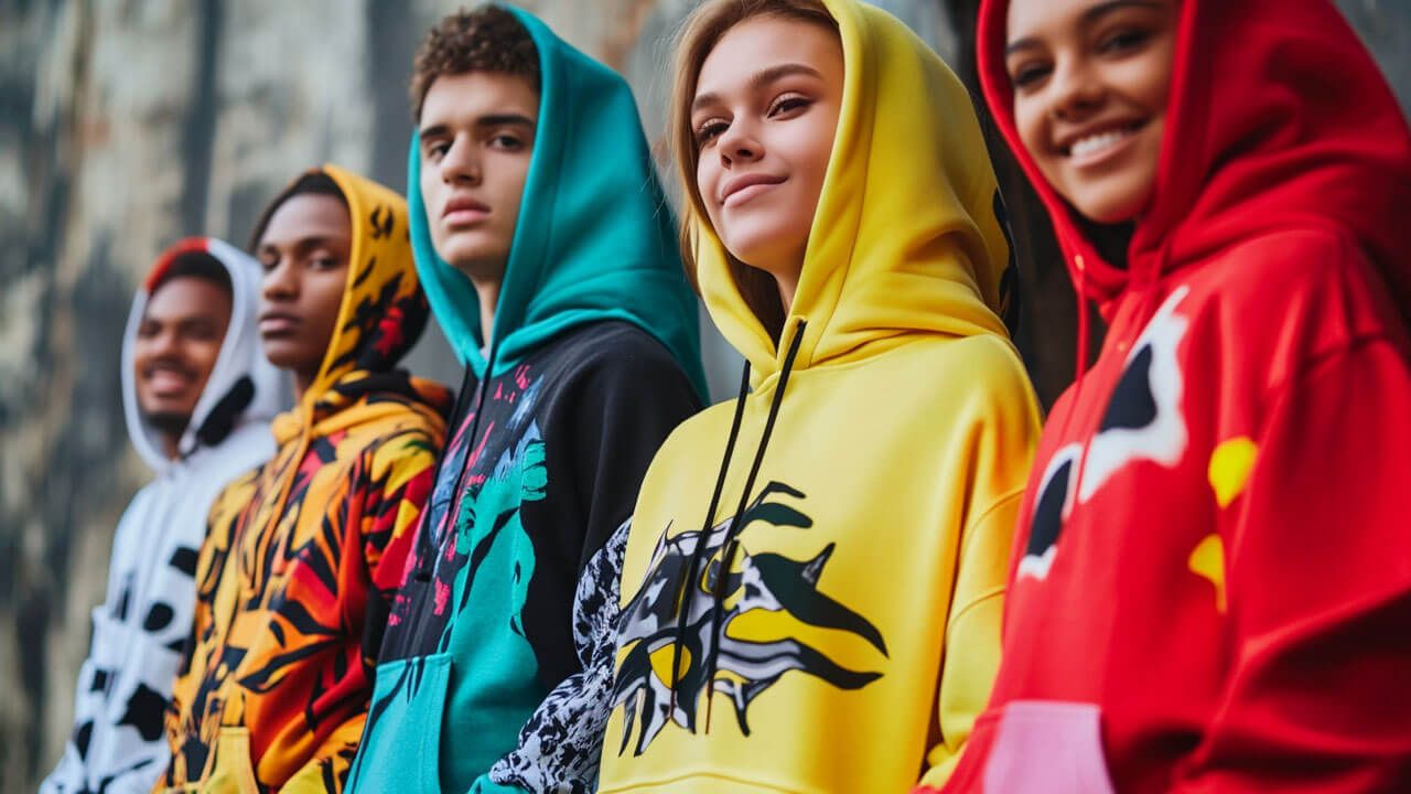 People wearing hoodies of various fabrics