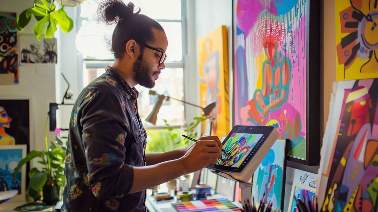 Artist using AI for creativity