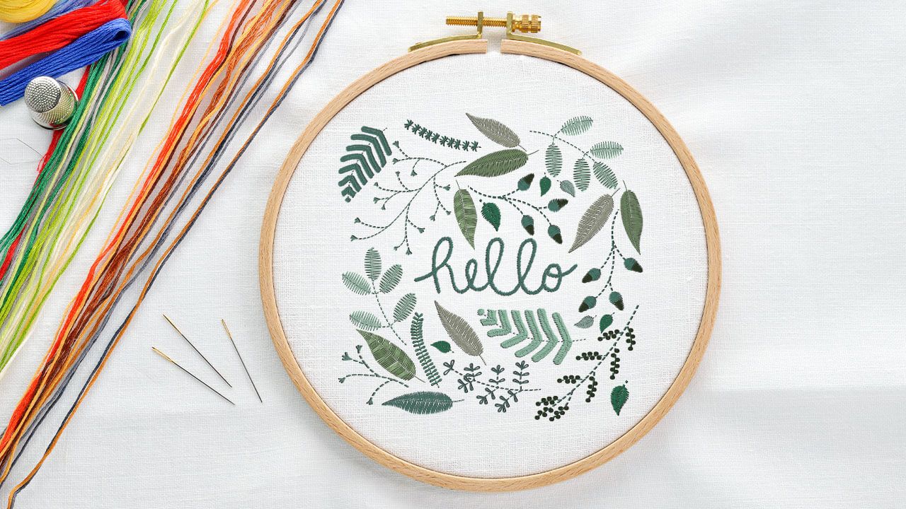 Floral embroidery in progress