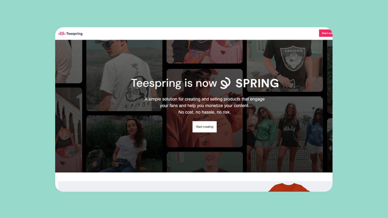 Spring merch website homepage