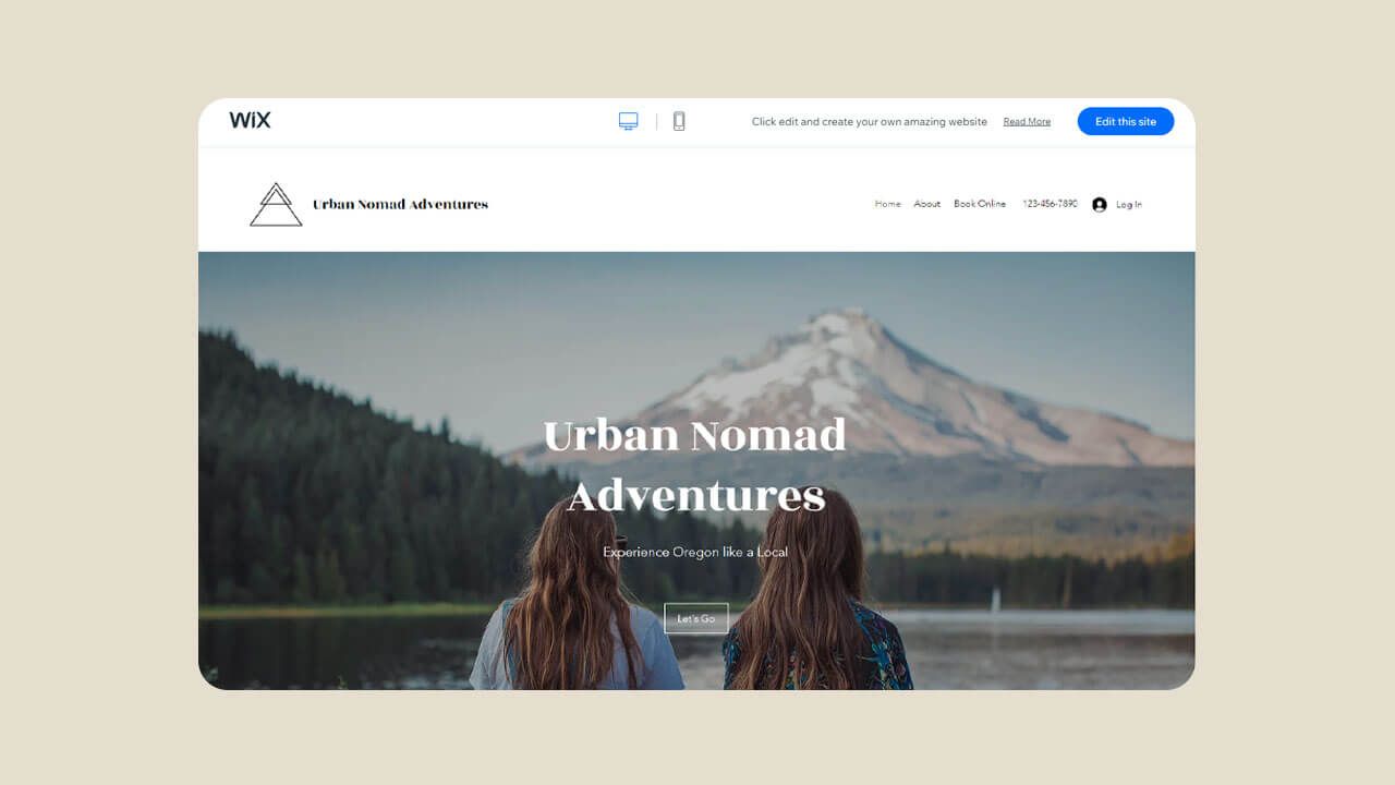Screenshot of the adventure tour website template