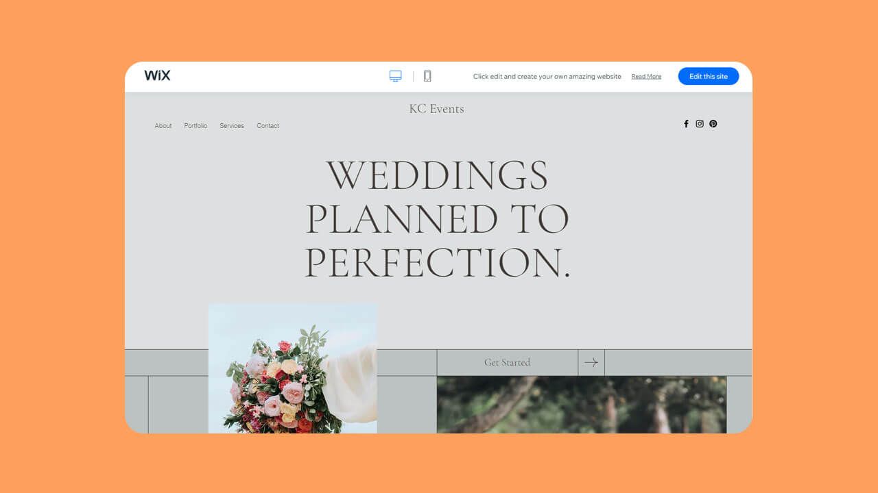 Screenshot of the wedding planner template
