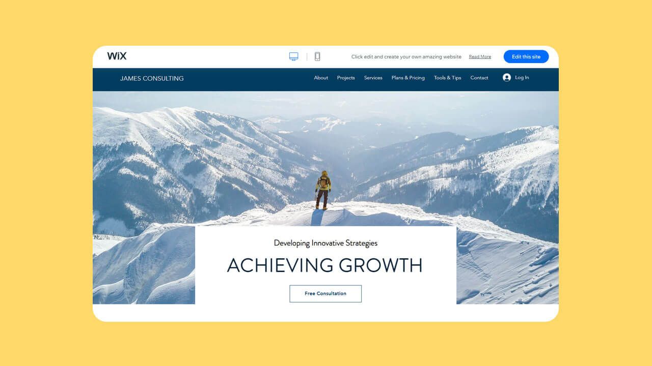Screenshot of the business consulting template