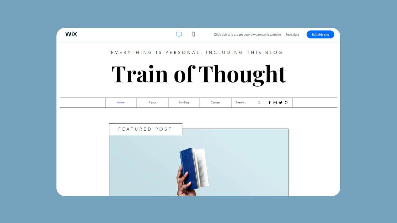 Screenshot of the personal blog template