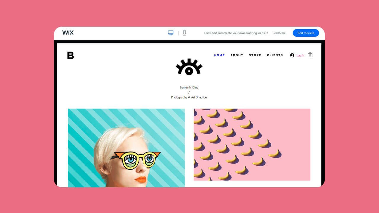 Screenshot of the commercial photographer template