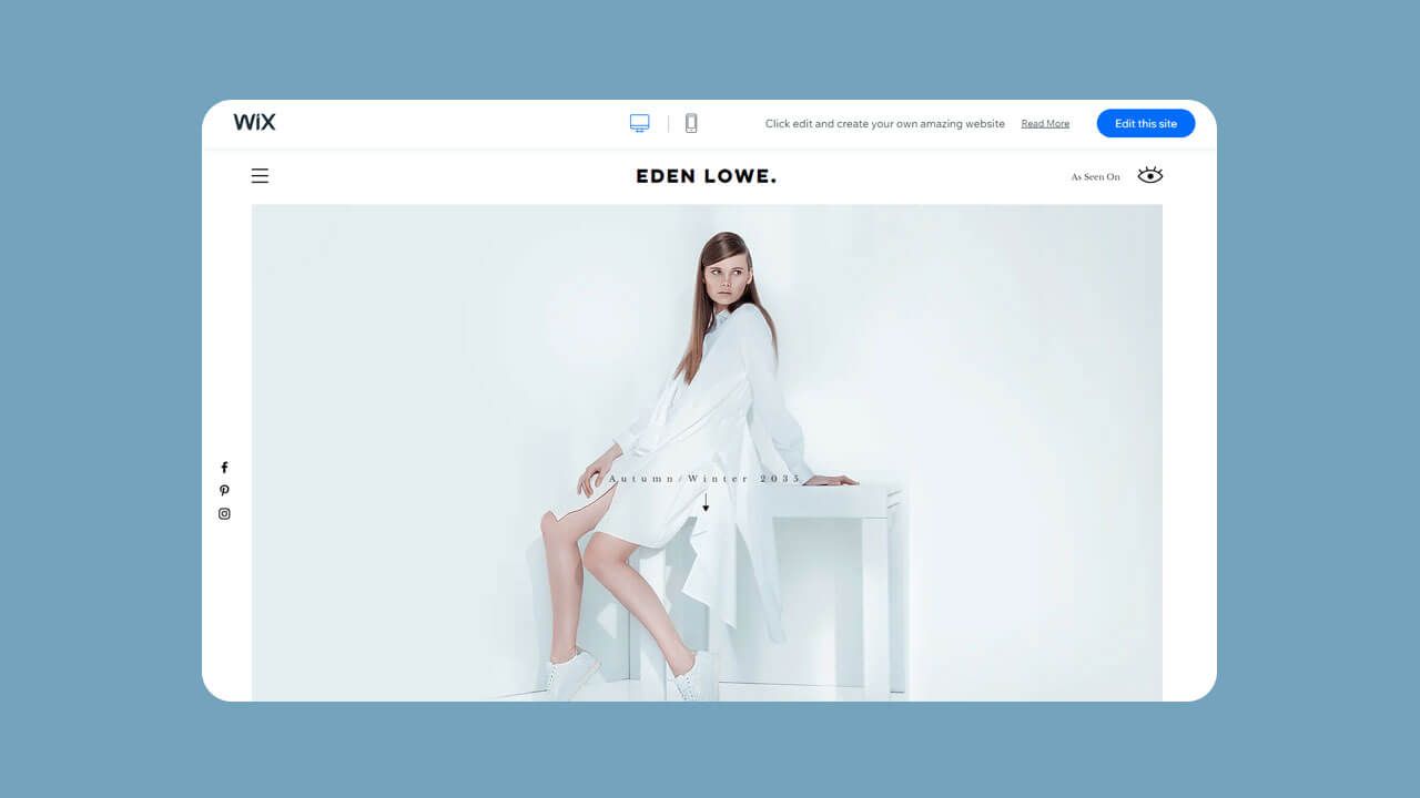 Screenshot of the fashion designer template
