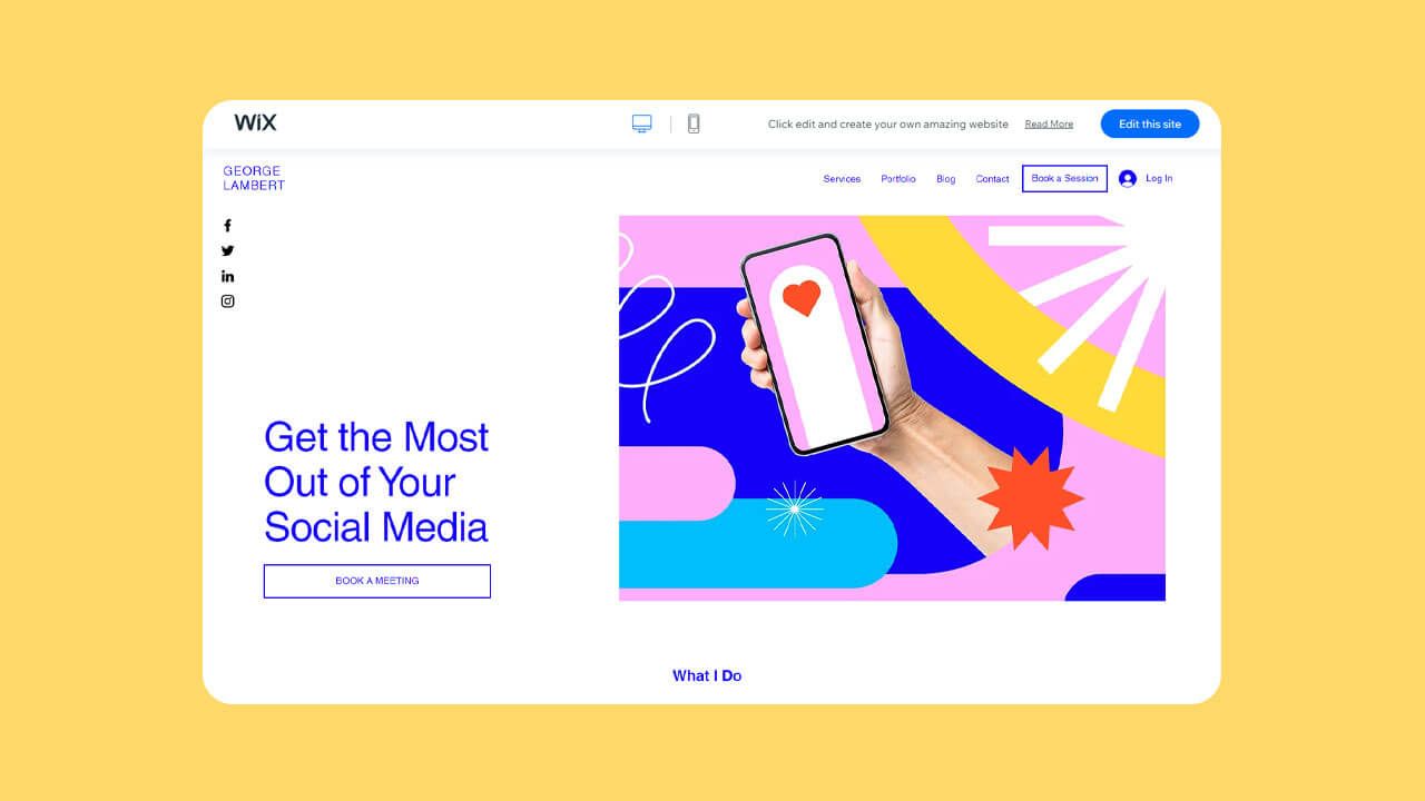 Screenshot of the social media consultant template