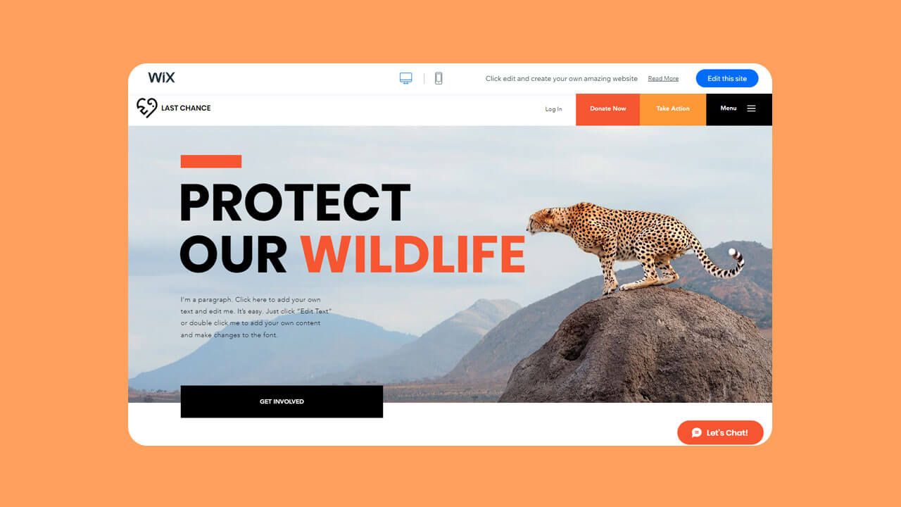 Screenshot of the environmental template