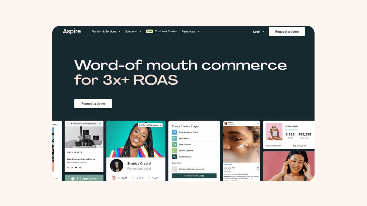Aspire Influencer marketing platform website