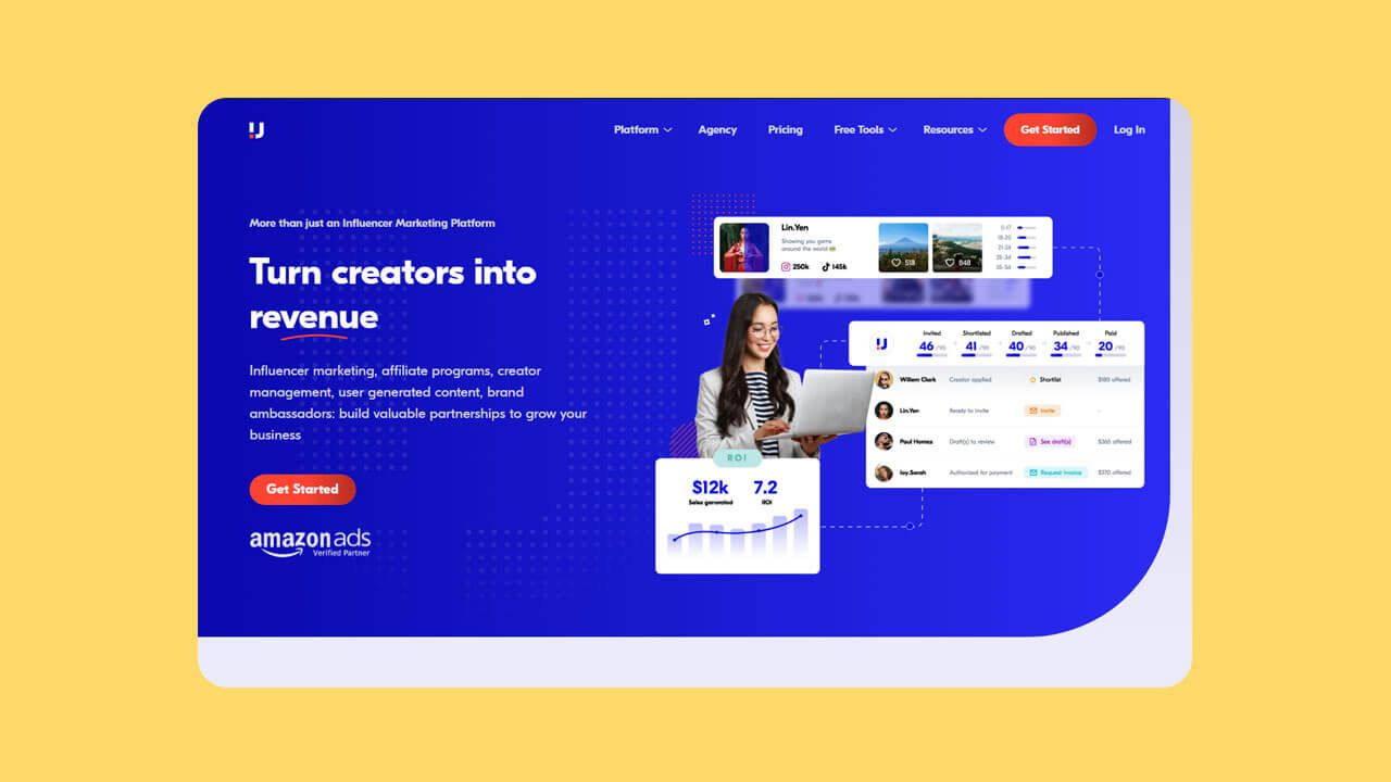 The Upfluence Influencer marketing platform website