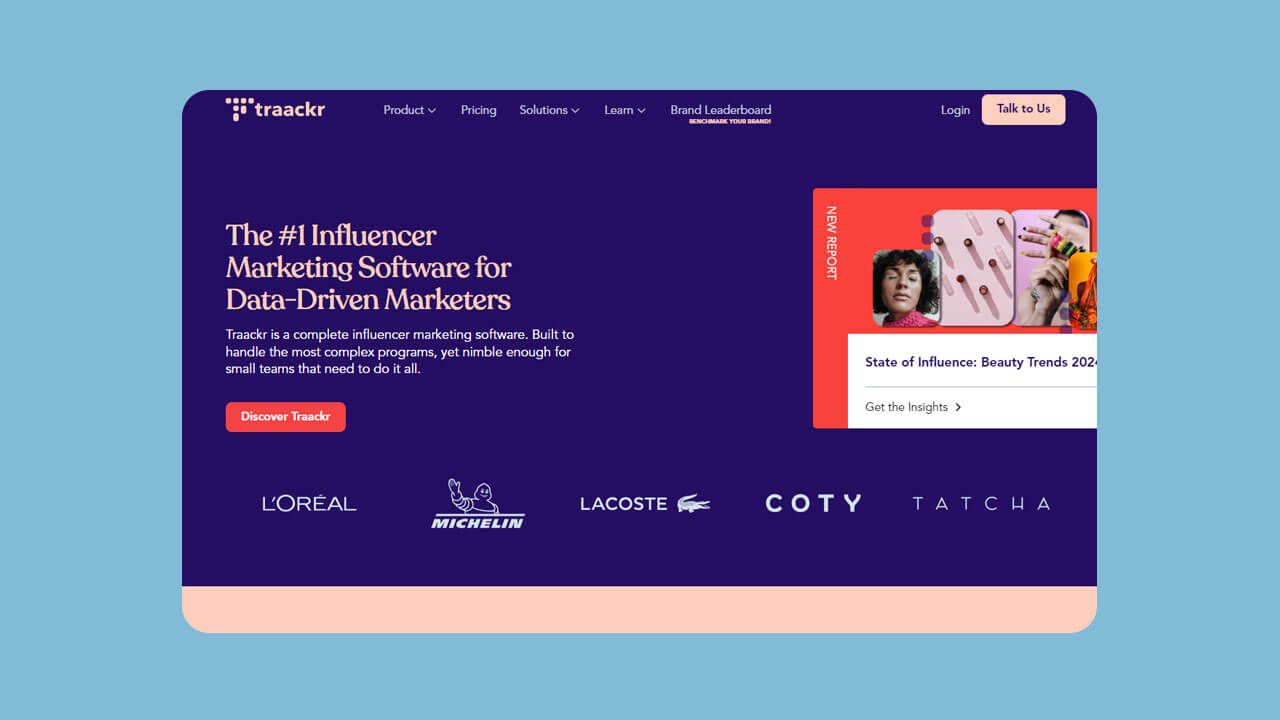 Traackr Influencer marketing platform website
