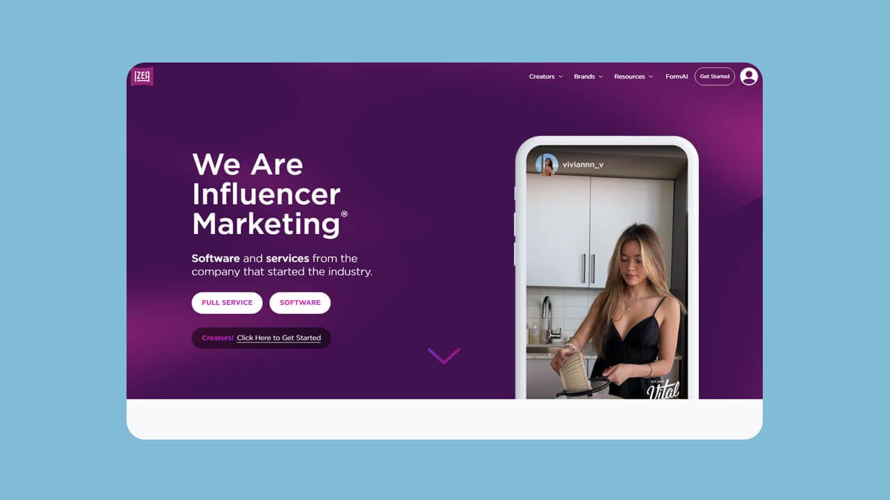 IZEA Influencer marketing platform website