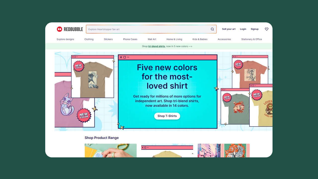 Redbubble homepage