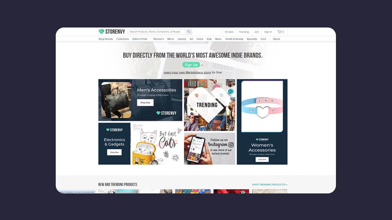 Storenvy homepage