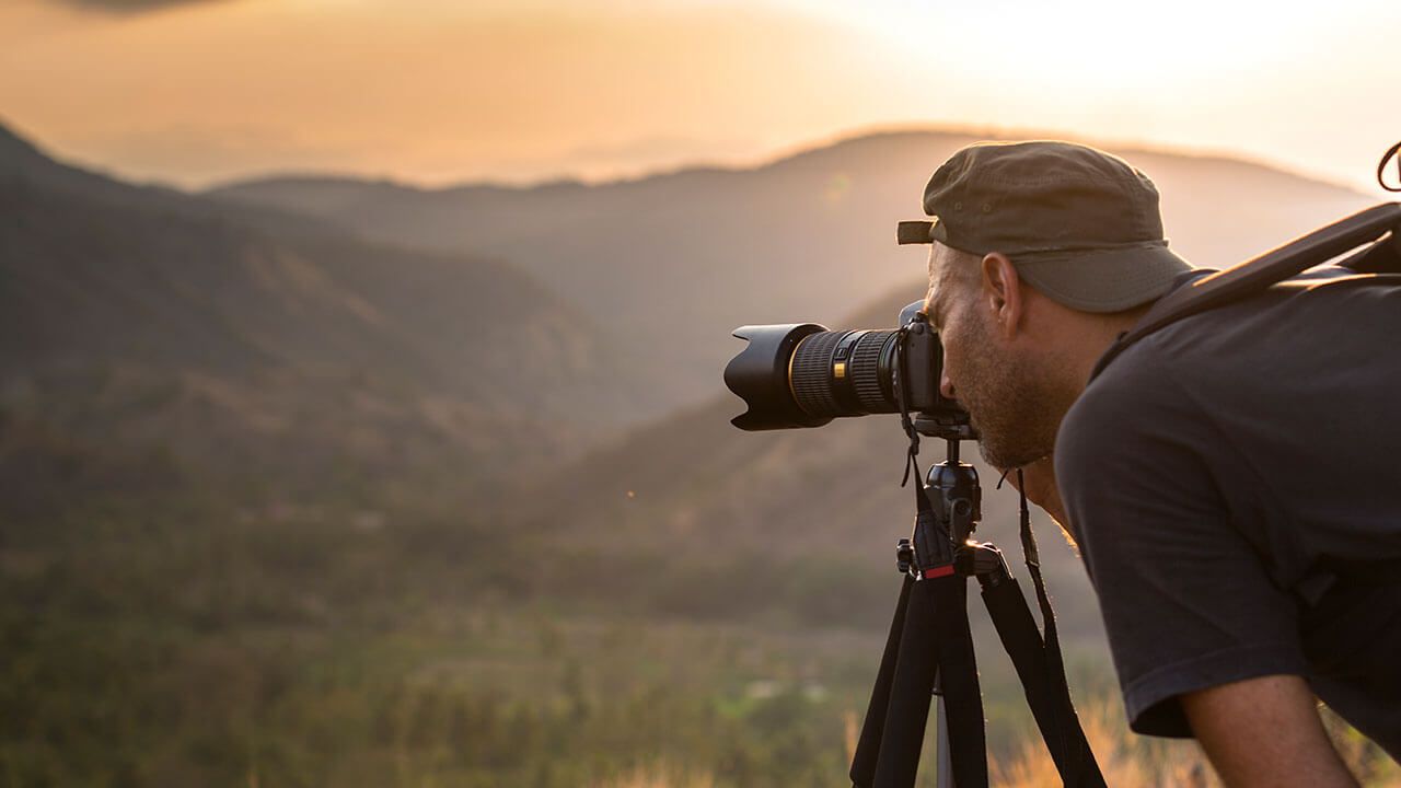 photographer practicing camera techniques