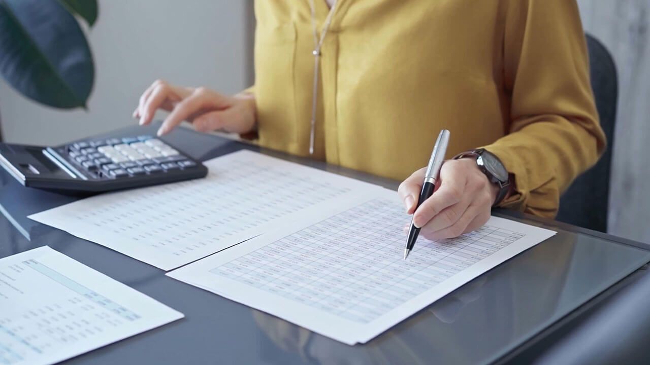 calculator and financial reports