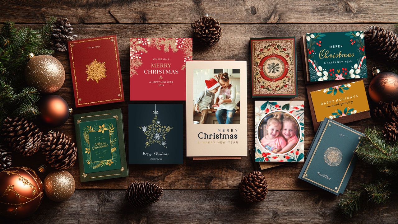 Christmas cards with festive designs