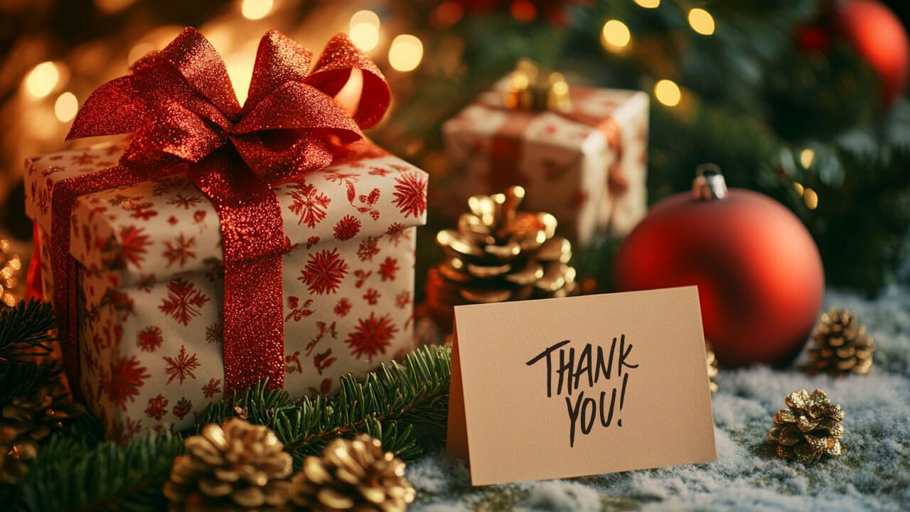 Thank you note with gift box