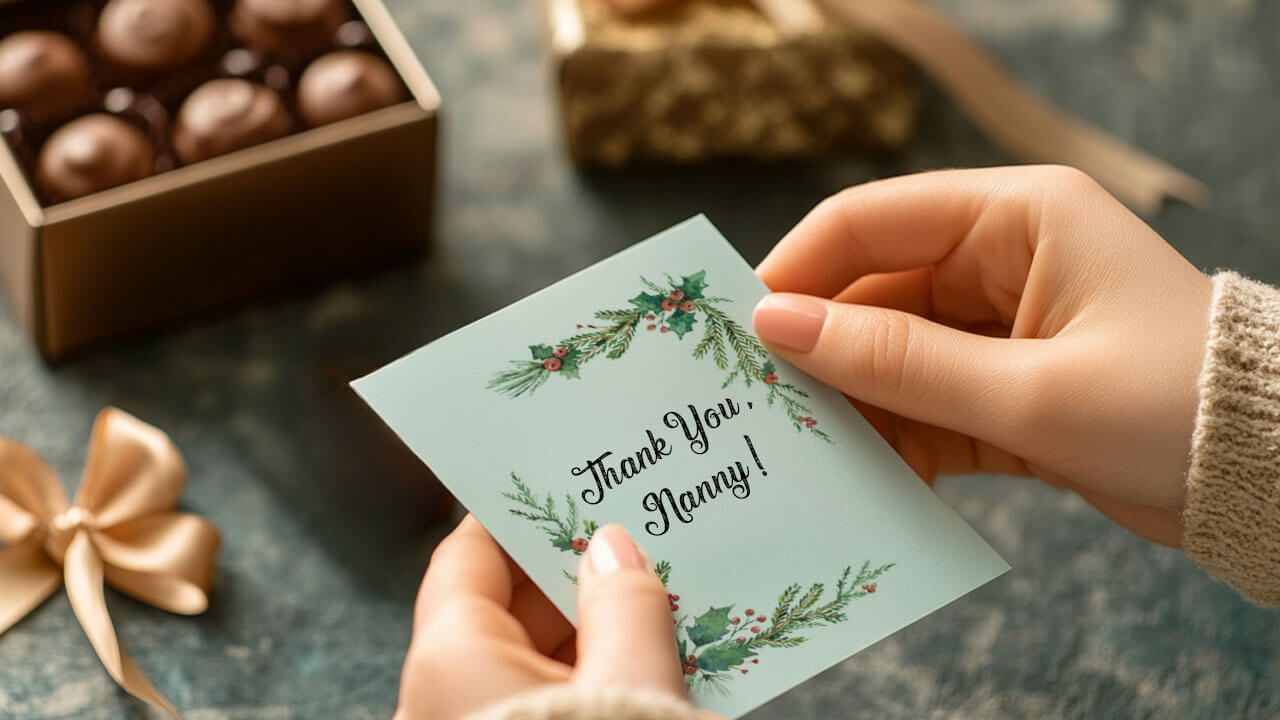 Person giving a thank you card