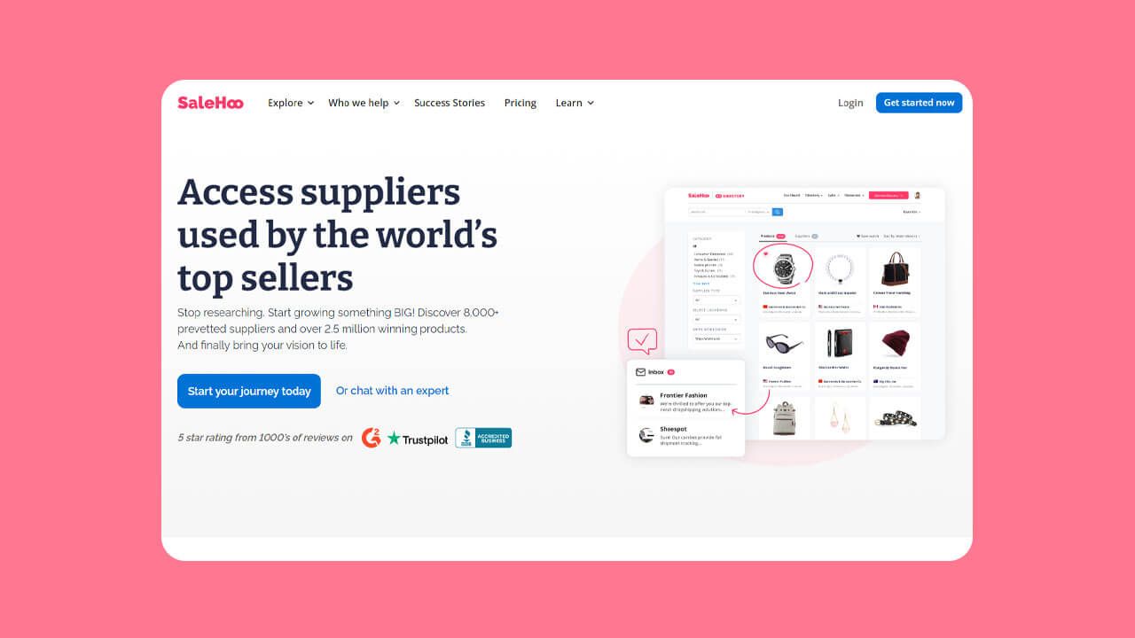 A screenshot of the Salehoo dropshipping website