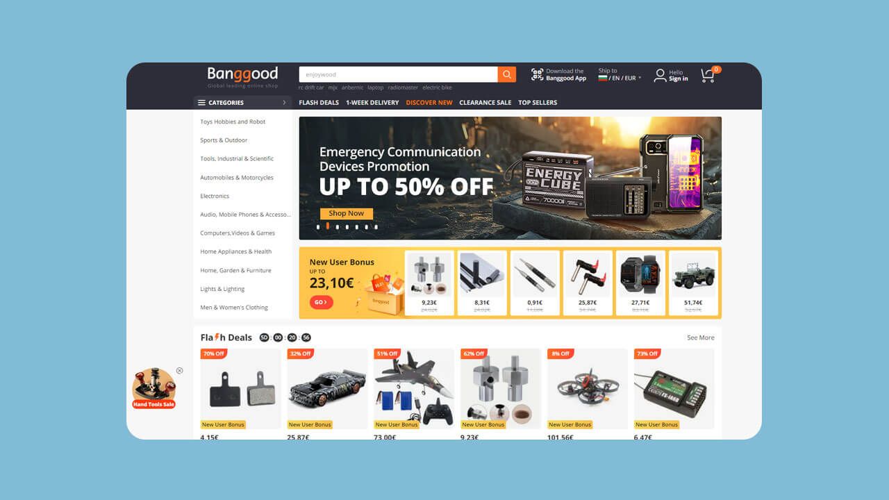 A screenshot of the Banggood dropshipping website