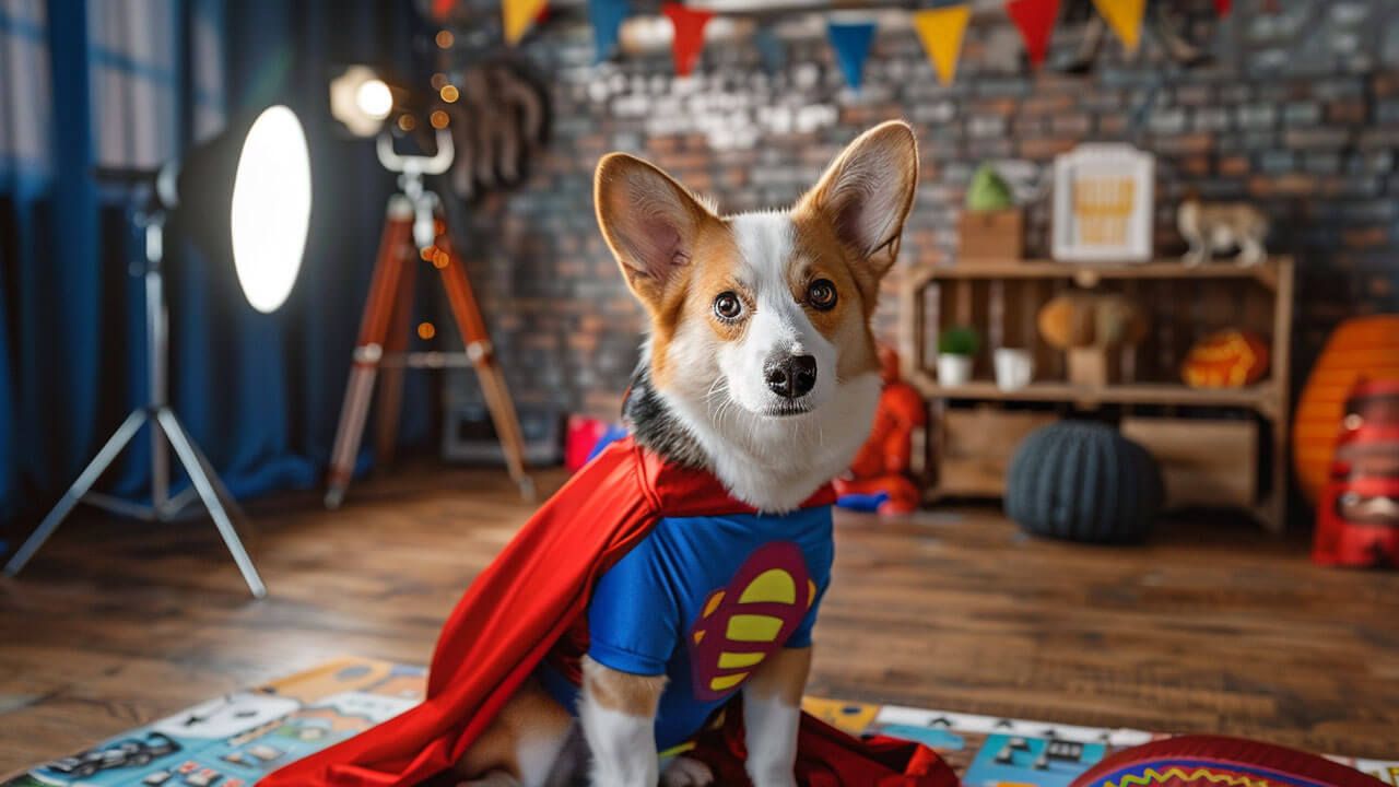Pet in costume photoshoot