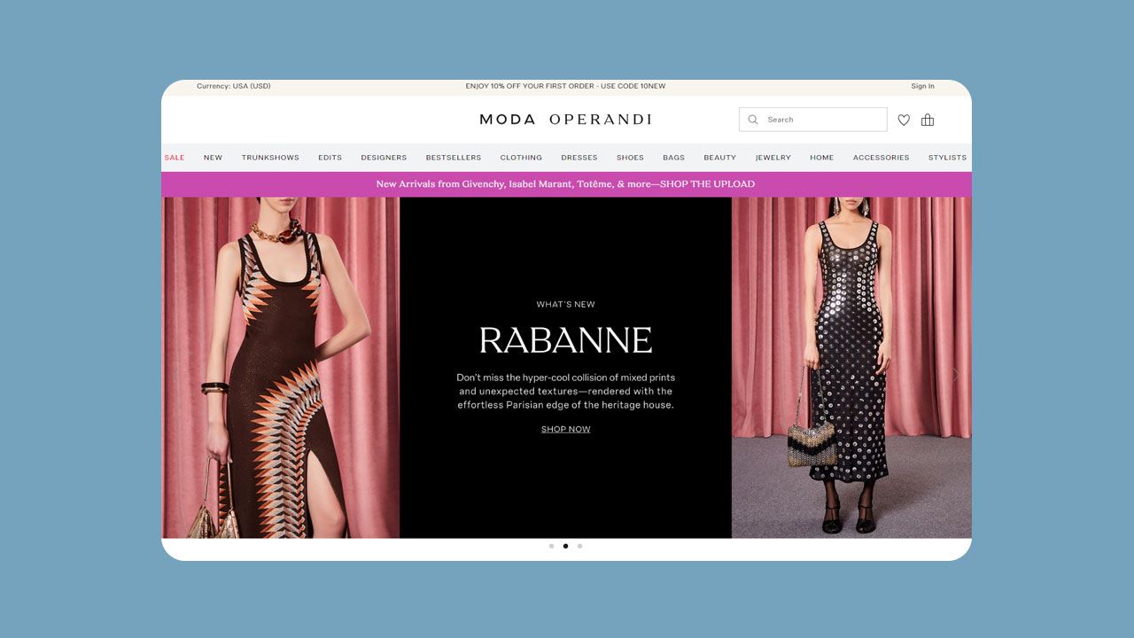 Screenshot of Moda Operandi fashion website