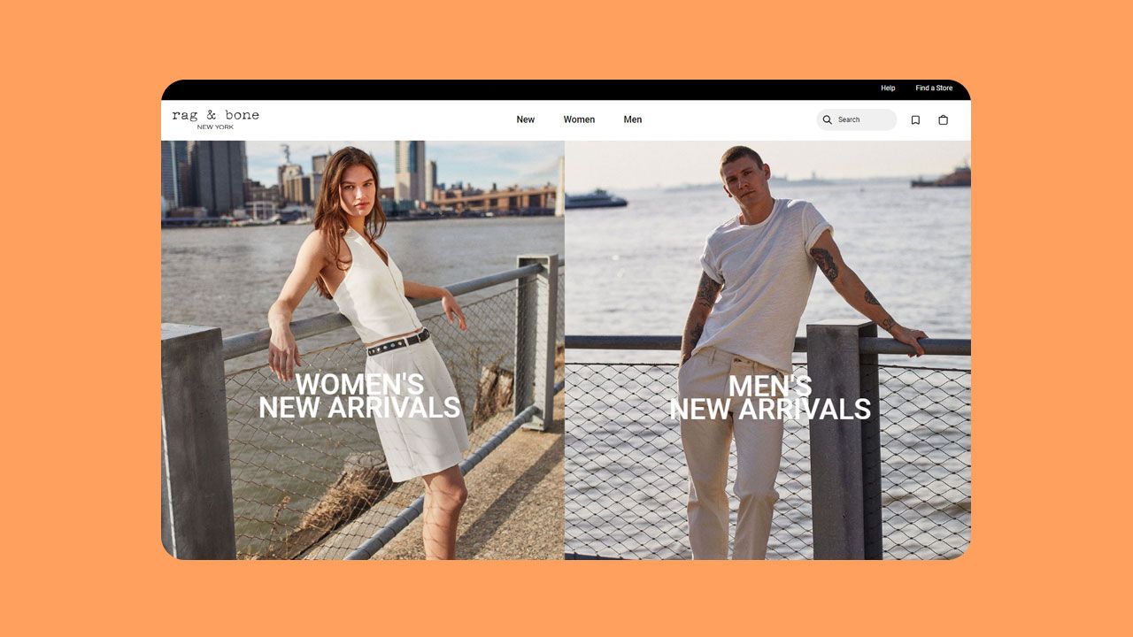 Screenshot of Rag & Bone fashion website