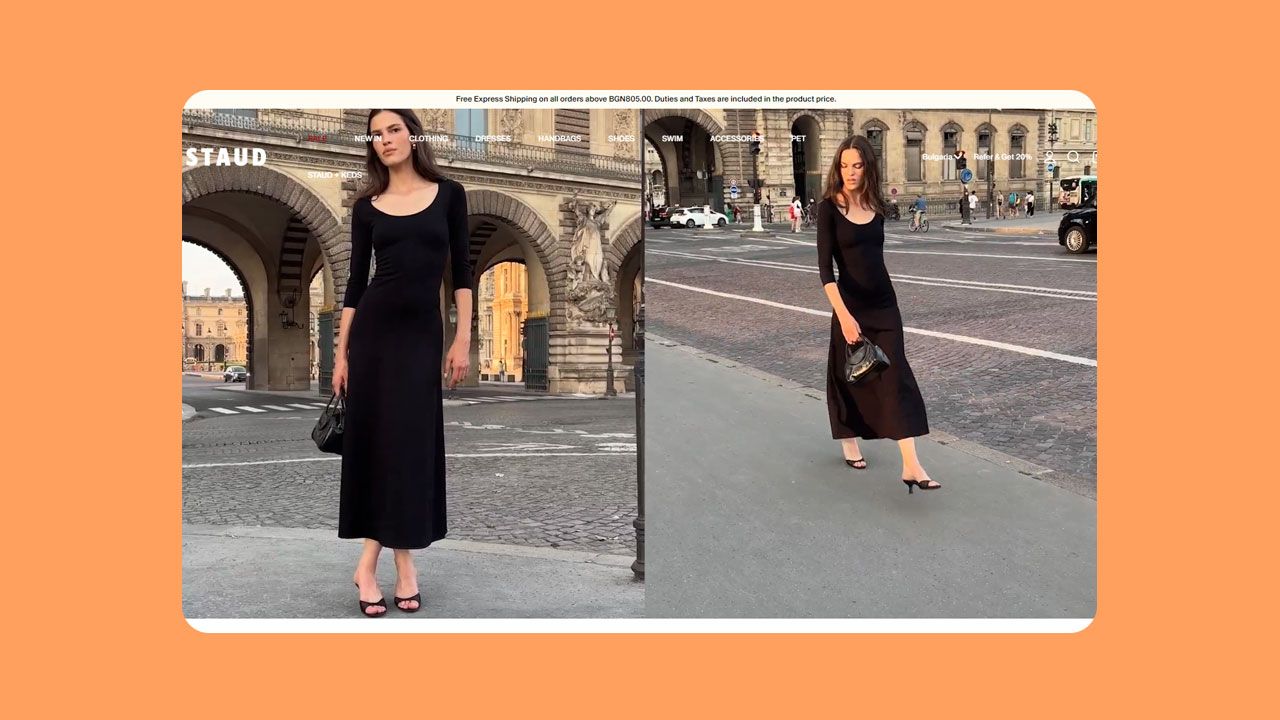 Screenshot of Staud fashion website