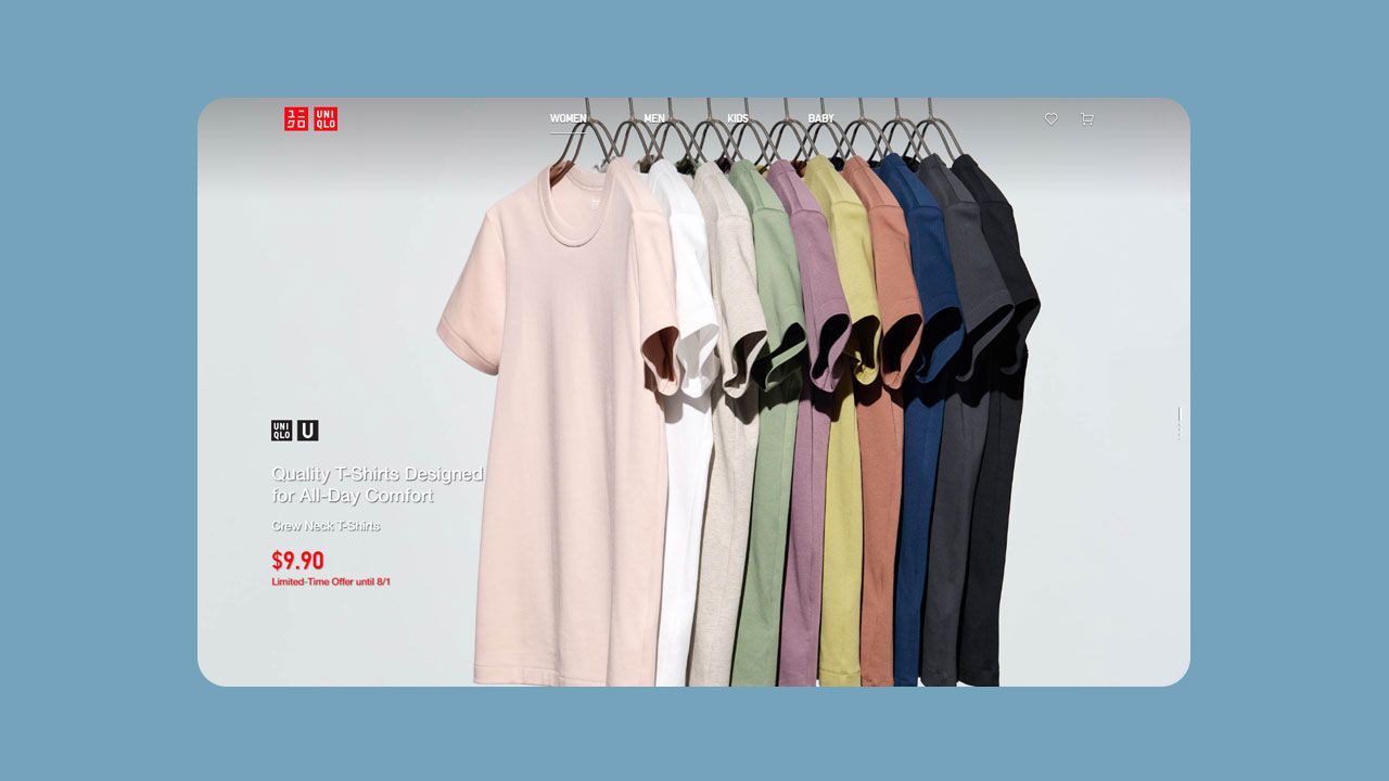 Screenshot of Uniqlo fashion website
